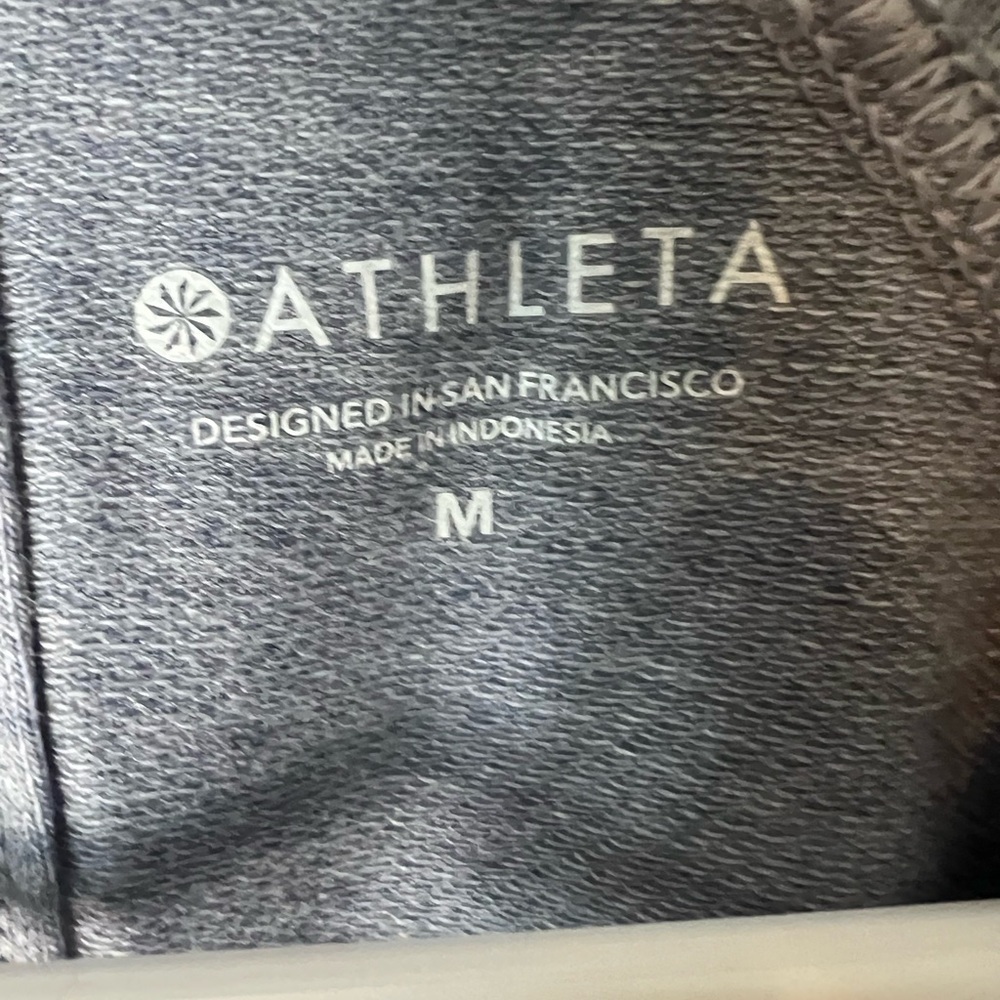 Athleta Sweatshirt Womens M Blue Farallon Terry Pullover Sweats Crewneck Beachy - Picture 8 of 9